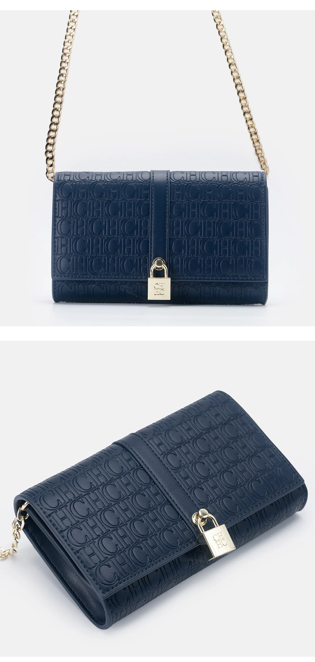 CH Chain Bag - 2025 Monogram Print Shoulder Bag with Lock