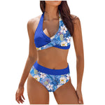 Load image into Gallery viewer, bikini Beach Colour Block Floral Printed Women&#39;s Swimsuit High Waist Two Piece For Teenagers biquinis feminino tendência 2024
