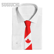 Canada Flag Emblem Neck Tie – Slim Plaid Tie for Wedding, Business & Canada Day