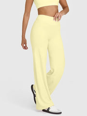 Women's Straight Leg Yoga Pants - Ultra Soft Mid-Waist Sports Trousers