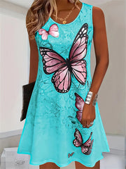 Mini 3D-Print Sleeveless Dress | OWNLUXE