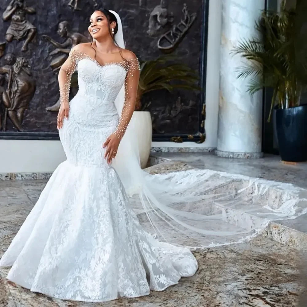 Long Sleeve Lace Customized Mermaid Accessory | OWNLUXE