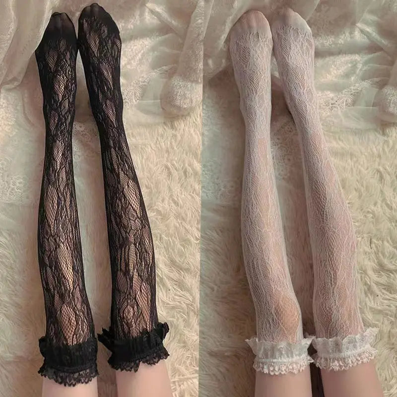 Lace Floral Print Mesh Socks | OWNLUXE