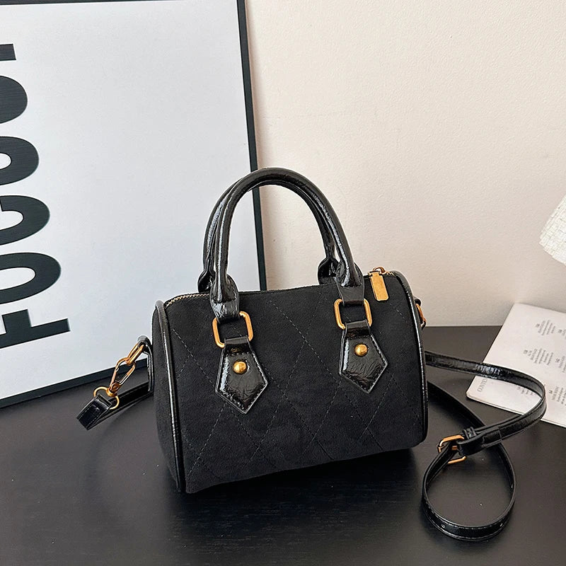 Vintage Pillow-Shaped Boston Bag - Lightweight PU Leather Crossbody | OWNLUXE