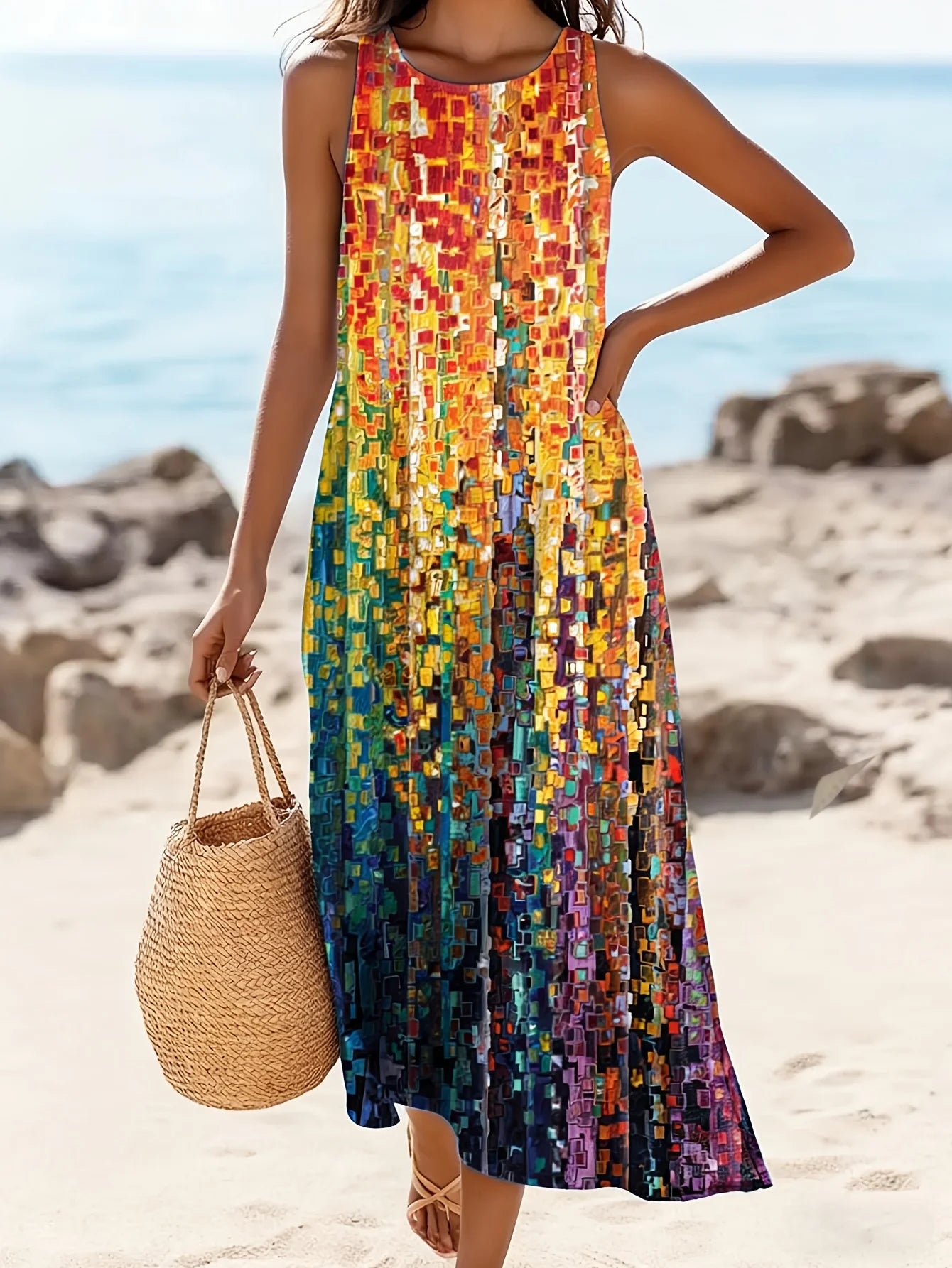 Round-Neck Maxi Dress | OWNLUXE