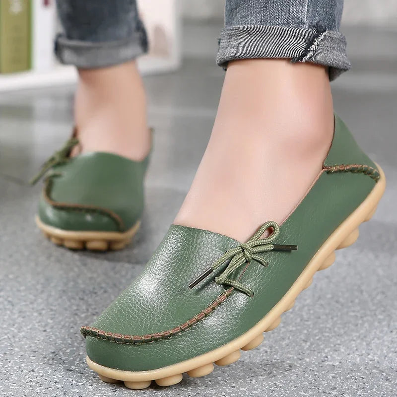 Women's Leather Plus-Size Loafers (Khaki) – Shop at OWNLUXE