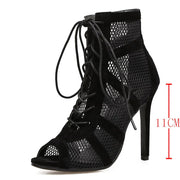 Women's Open Toe Ankle Strap Lace Pumps | OWNLUXE