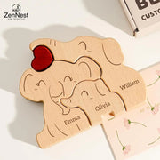 Elephant Family Wooden Art Puzzle DIY Cute Family Member | OWNLUXE