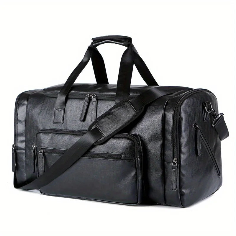 Multi-Compartment PU Leather Adjustable Travel Duffel Bag | OWNLUXE