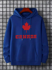 Maple Leaf Canada Print Hoodie - Men's Casual Pullover Sweatshirt