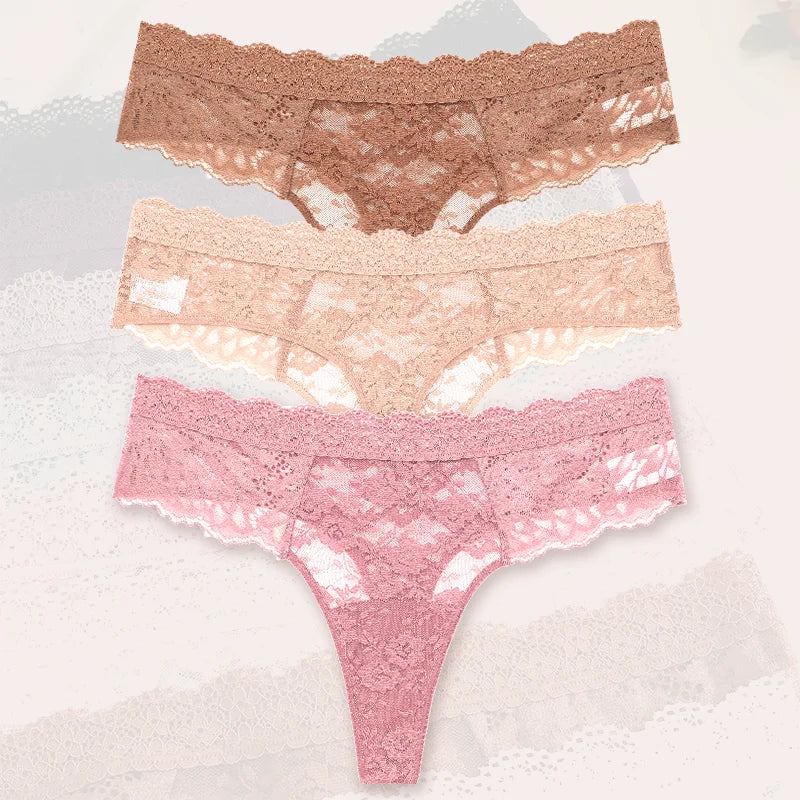 3-Piece Lace Thong Set | OWNLUXE