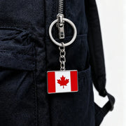 Canada Flag Themed Keychain - Stainless Steel Oil-Drop Pendant Unisex Accessory