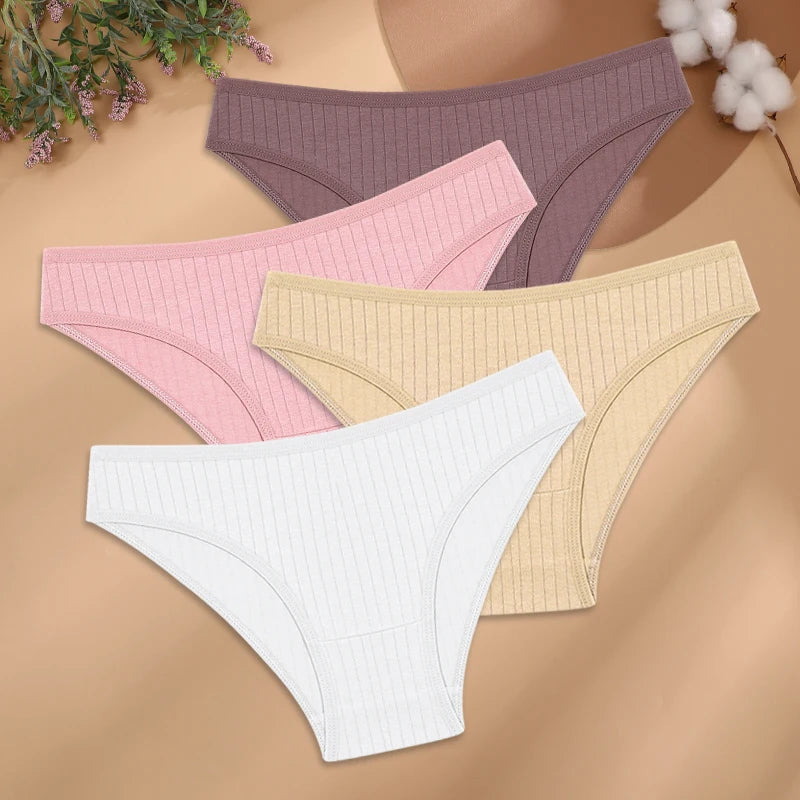 Women's Cotton Low-Rise Briefs 4-Pack | Stripes & Solids | OWNLUXE