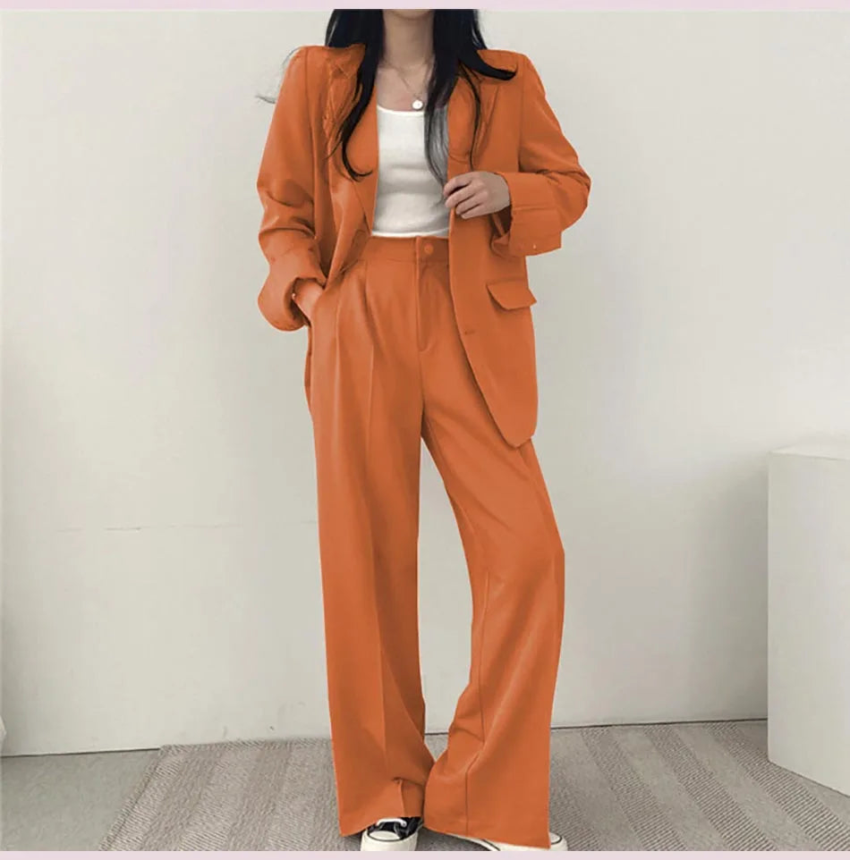 Tailored Office Pant Suit - Structured Business Set for Women