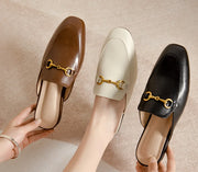 Women’s Chain Detail Flat Mules – Closed Toe Slides