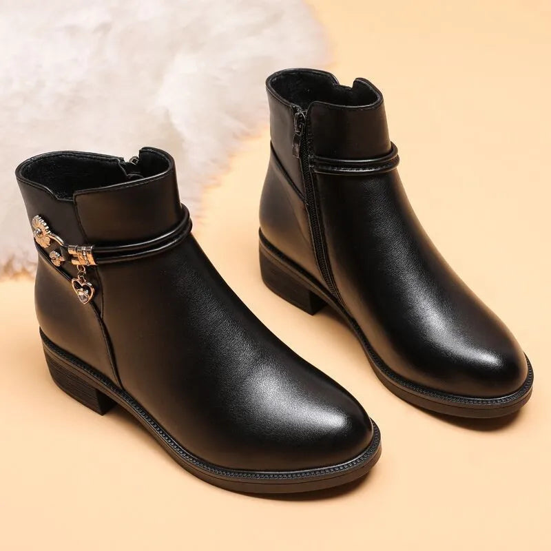 Women’s Rhinestone Winter Snow Boots – Warm Plush Ankle Style