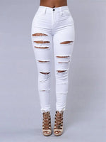 Load image into Gallery viewer, Women’s Mid-Rise Skinny Jeans – Distressed Casual Fit
