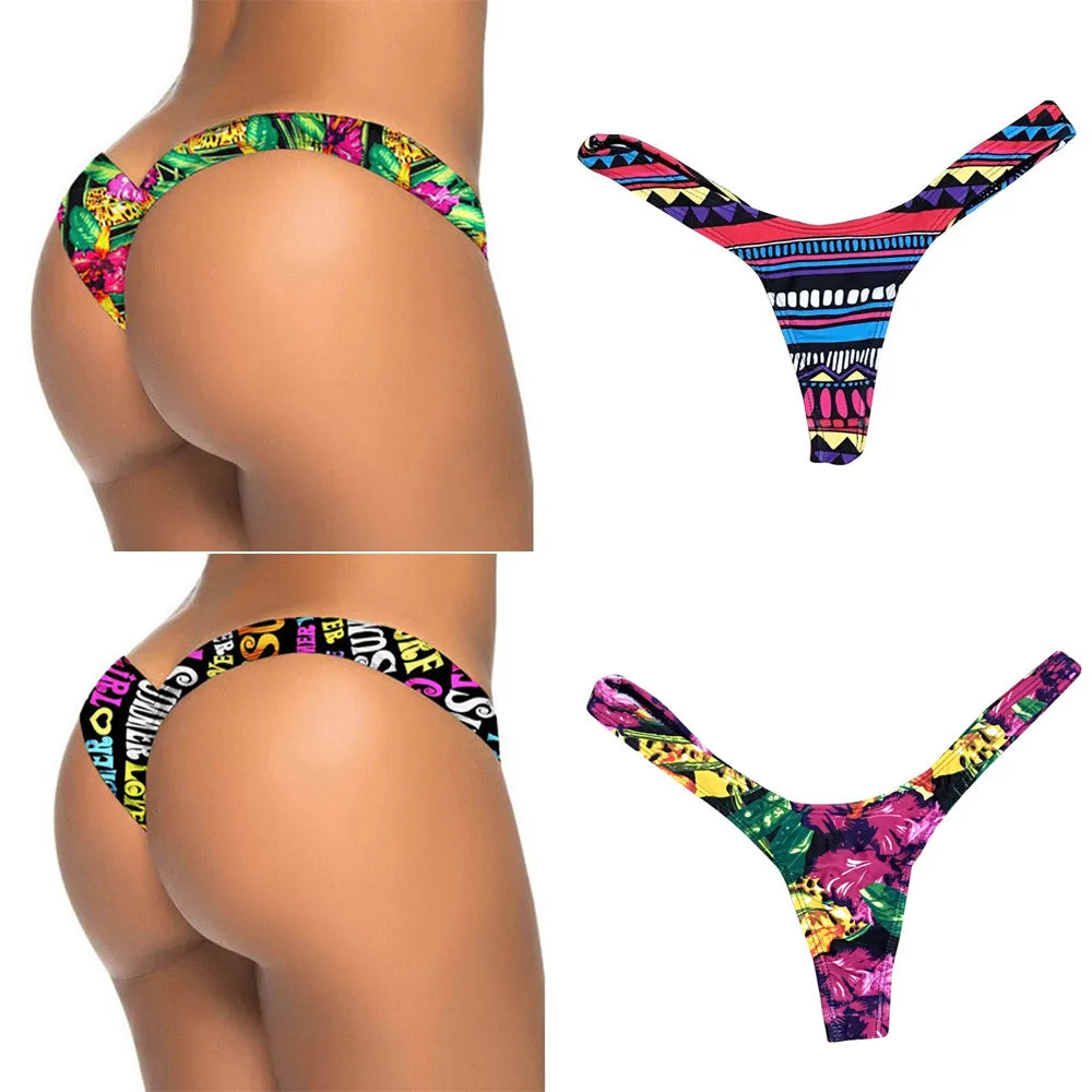 Women Brazilian Print Bikini Bottom Thong Bathing Beach | OWNLUXE