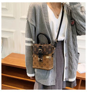 Retro Floral Mini Bucket Bag – Women's Casual Crossbody with Lock Buckle