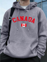 Canada Flag Print Hoodie – Men's Loose Fleece Sweatshirt Street Style | OWNLUXE