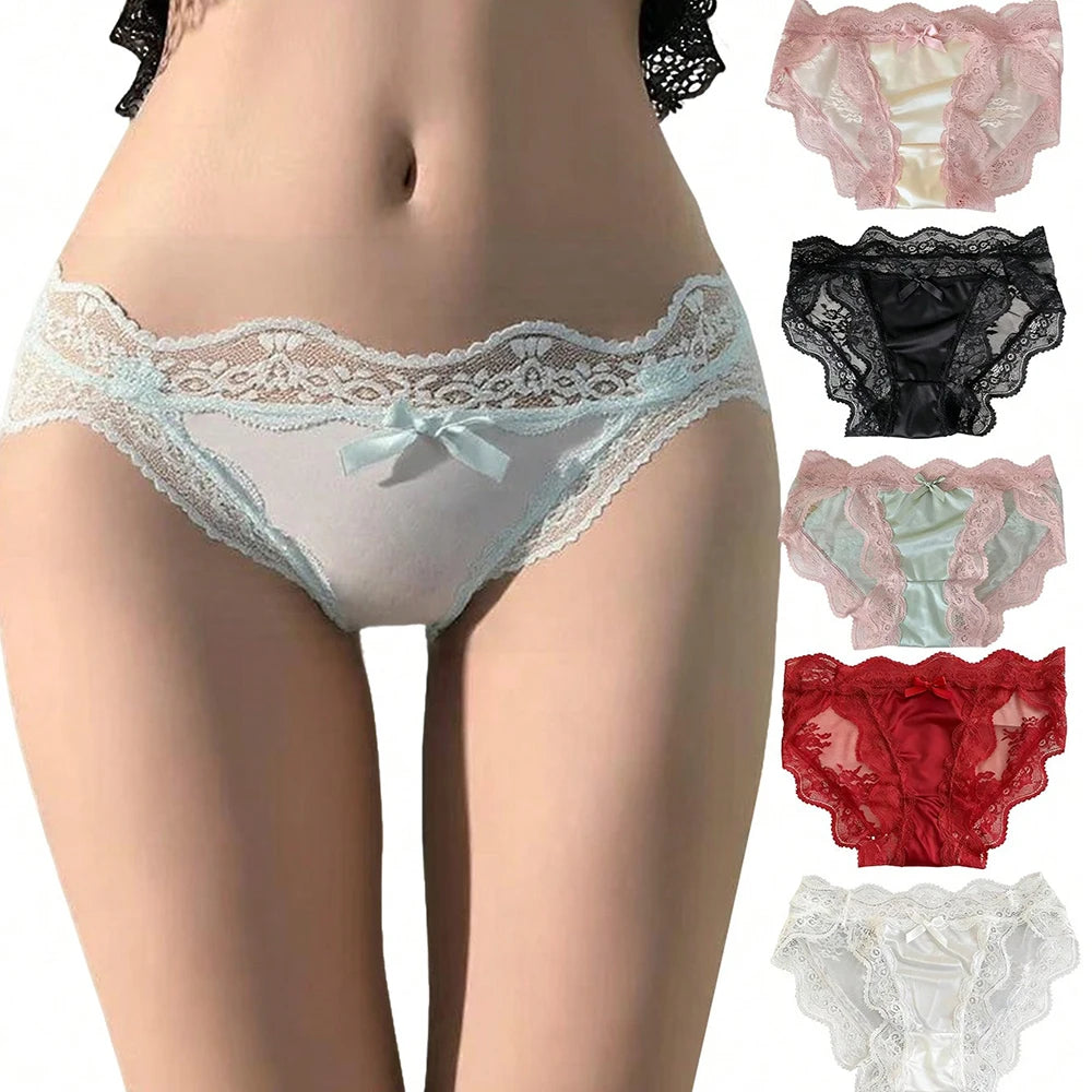 6-Piece Sheer Lace Bow Brief Set | OWNLUXE