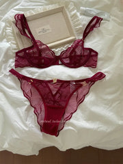 French Lace Floral Embroidery Bra & Brief Set | OWNLUXE