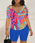 Load image into Gallery viewer, Fashion Hollow Out T-Shirt Shorts Two Piece Set Summer Casual | OWNLUXE
