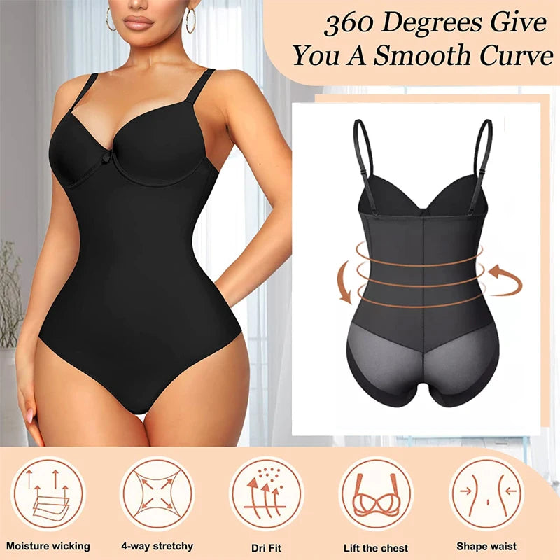 V-Neck Shapewear Bodysuit - Medium Control Tummy Shaper for Women