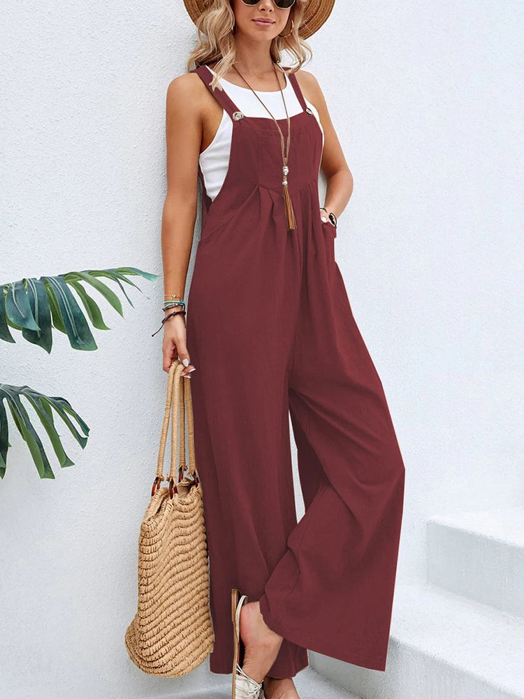 Wide-Leg Sleeveless Jumpsuit | OWNLUXE