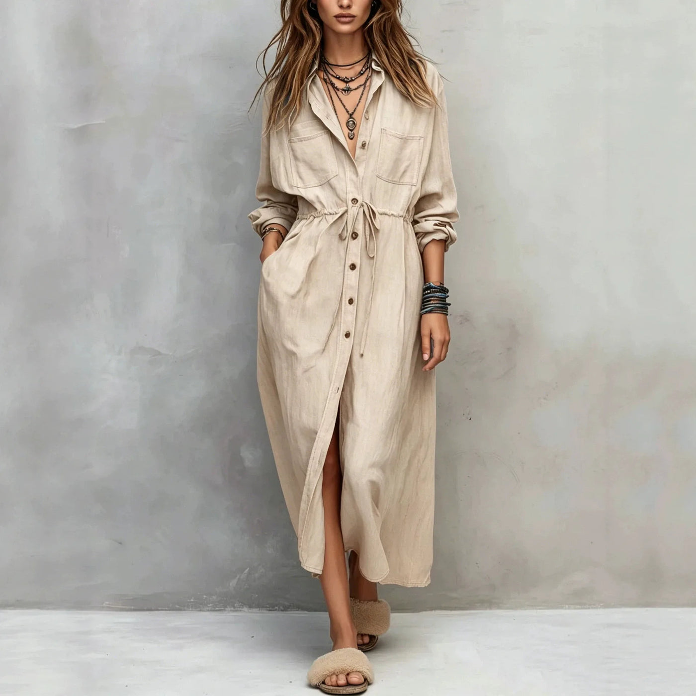 Vintage Long-Sleeve Maxi Dress | OWNLUXE