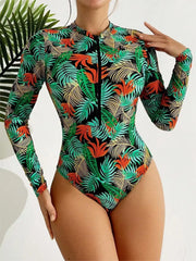 Printed Halter One-Piece Swimsuit – Sleek Supportive Fit