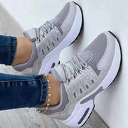 Everyday Low-Heel PU Sneakers – Lace-Up Comfort Shoes