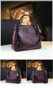 Genuine Leather Crocodile Print Tote - 2025 Trend Bucket Bag