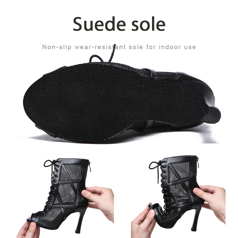 Mesh Zip Dance Ankle Boots – Cuban Heel Ballroom & Latin