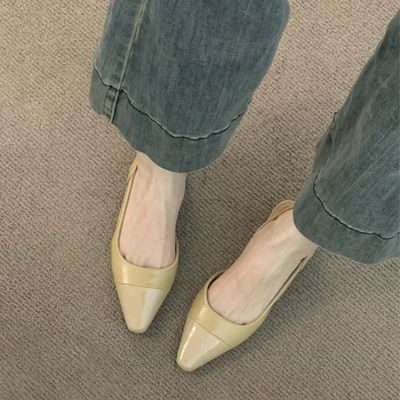 Women's Pointed Toe Low Heel Leather Sandals – Shop at OWNLUXE