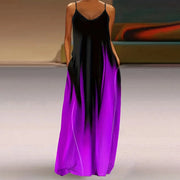 Colorful Gradient V-Neck Maxi Dress – Sleeveless Backless Summer Dress | OWNLUXE
