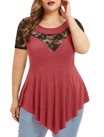 Lace Hollow‑Out Tee – Breathable Stretch Summer Top