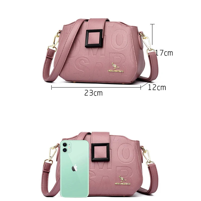 Geometric Flap Crossbody Bag – Microfiber Leather Shoulder Bag with Adjustable Strap
