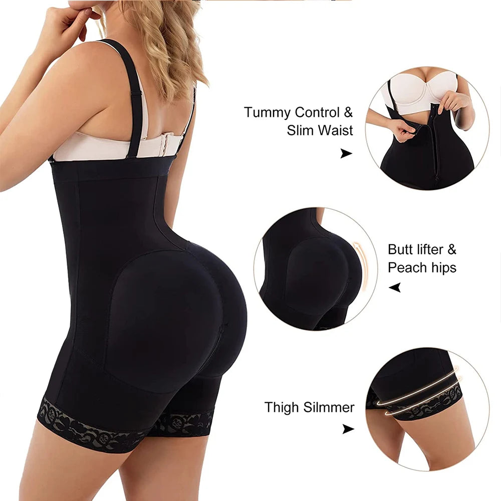 Colombian Faja Bodysuit with Butt Lifter - High Compression Full Body Shaper