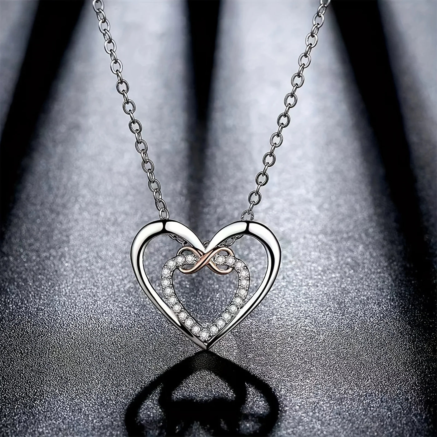 Double Heart Infinity Necklace For Mom | OWNLUXE