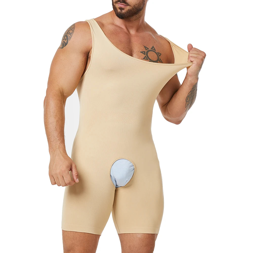 Seamless Men’s Full Body Shaper Bodysuit for Tummy Control