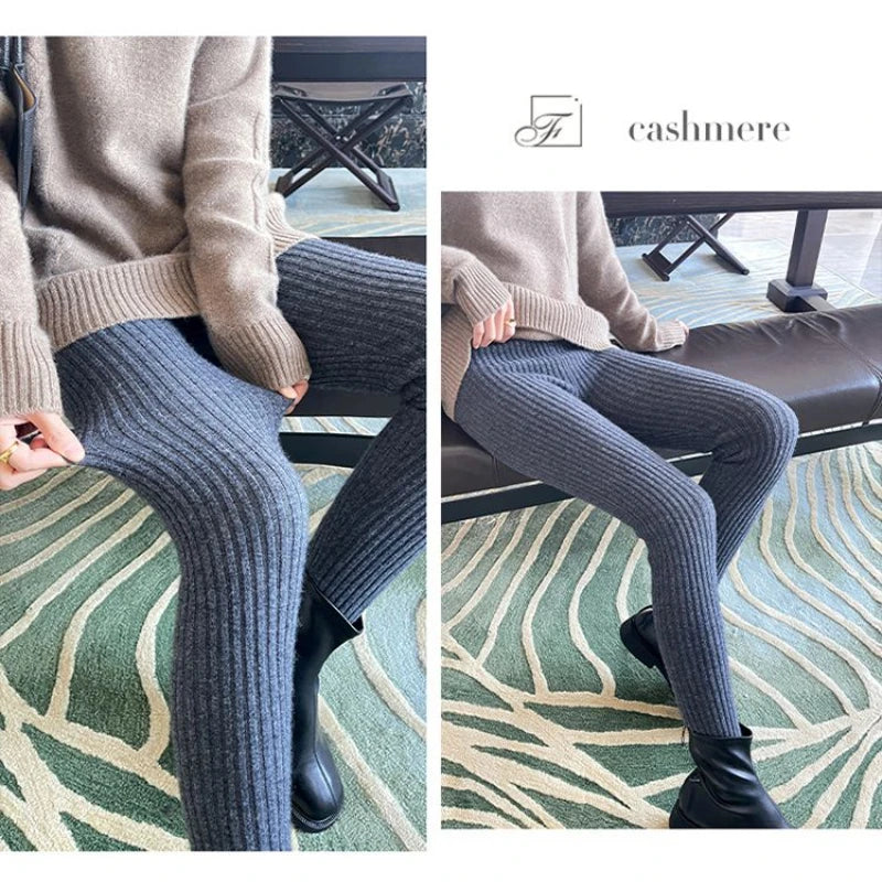 High-Waist Knit Ribbed Thermal Leggings | OWNLUXE