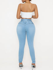 High-Waisted Stretch Denim Jeans - Slim Fit Butt Lifting Skinny Jeans