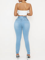 Load image into Gallery viewer, Women'S High-Waisted Stretch Denim Jeans - Sexy Slim Fit with Butt Lifting, Casual Style, Light Blue, All-Season Comfort, High W
