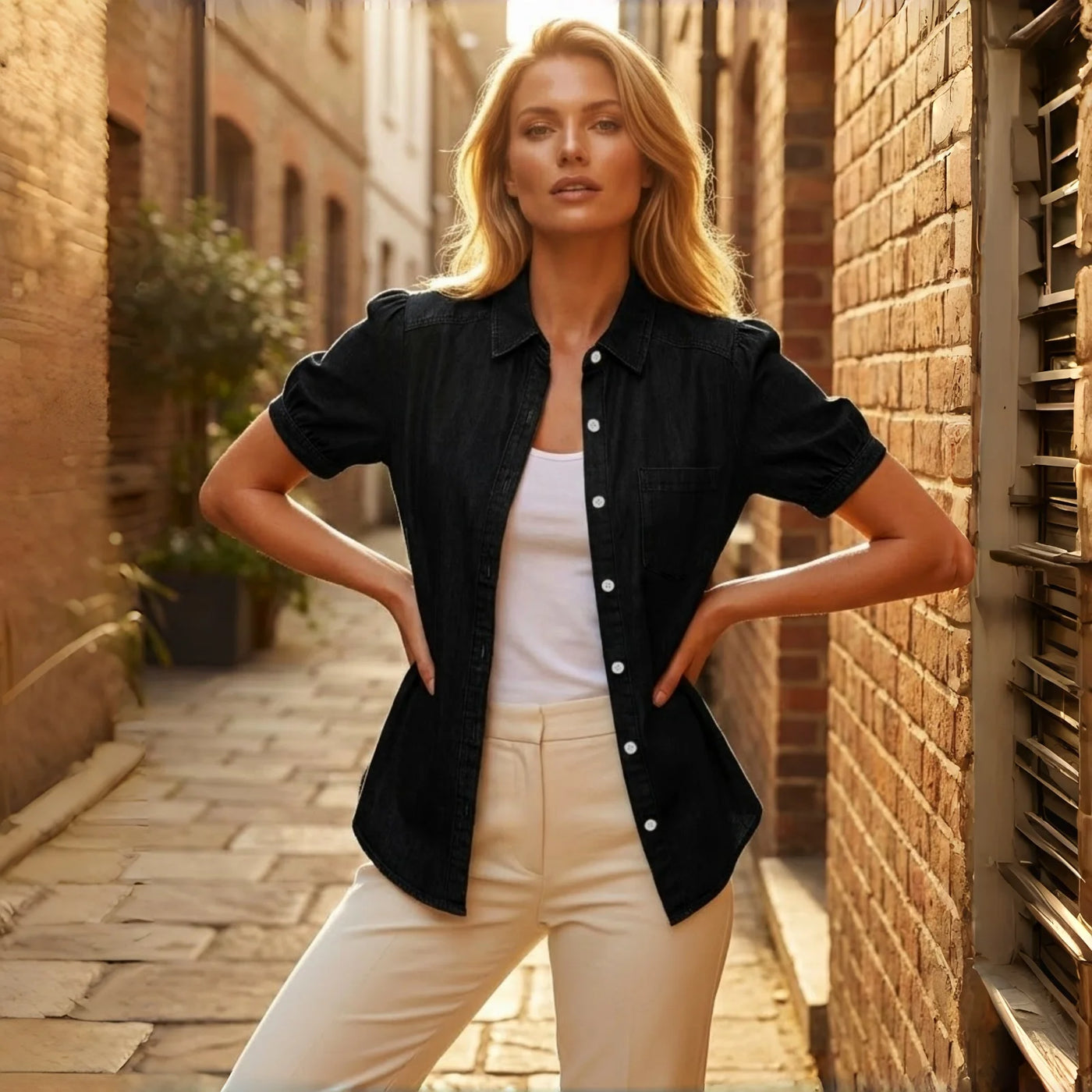 Minimalist Button-Down Lightweight Blouse | OWNLUXE