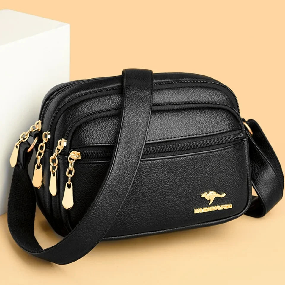 Multi-Pocket Soft Leather Crossbody Bag - Adjustable Shoulder Messenger | OWNLUXE