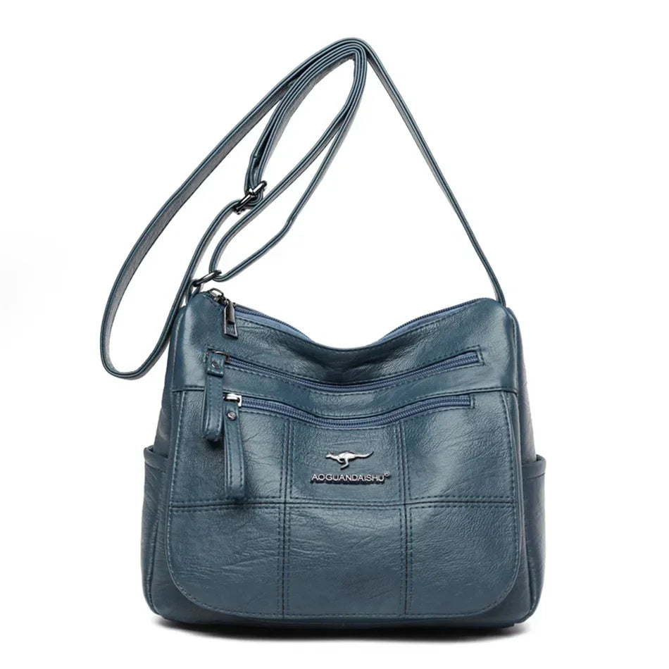 Multi-Pocket Leather Crossbody Bag | OWNLUXE