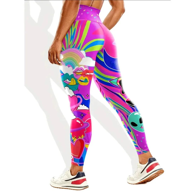 Seamless High-waisted Nude Felling Printed Pants Women's | OWNLUXE