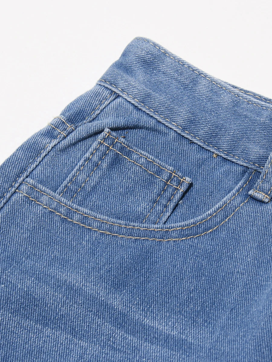 VGH Hollow Out Denim Pants - High Waist Slimming Trousers
