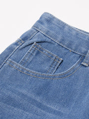 VGH Hollow Out Denim Pants - High Waist Slimming Trousers